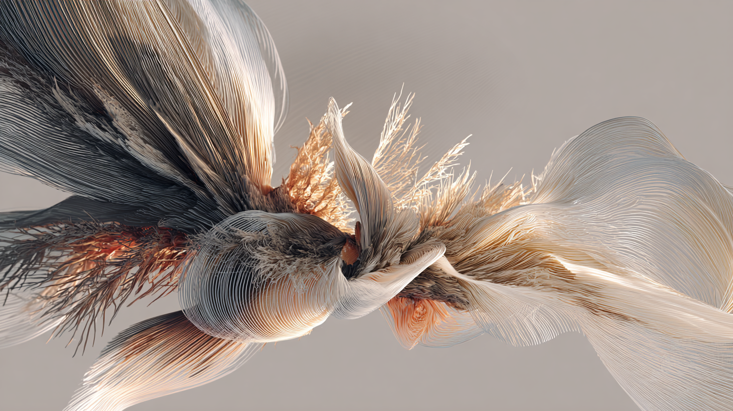 Abstract Generative Art Composition Exploring Form, Flow, And Materiality